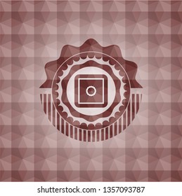 bank safe icon inside red geometric badge. Seamless.