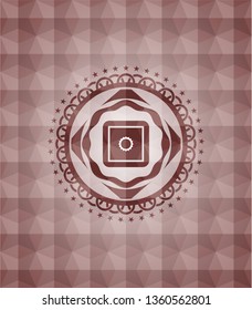 bank safe icon inside red geometric emblem. Seamless.