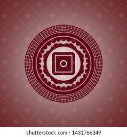 bank safe icon inside red emblem