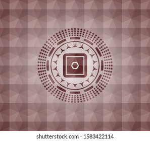 bank safe icon inside red seamless geometric emblem.
