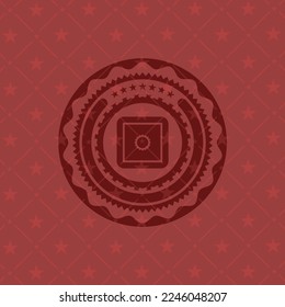 icono de banco seguro dentro del emblema rojo. Vintage. 