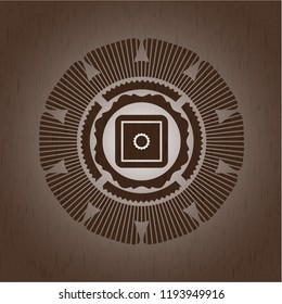 bank safe icon inside retro wood emblem