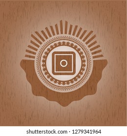 bank safe icon inside retro style wood emblem