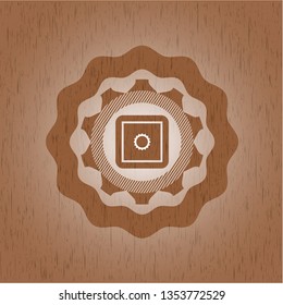 bank safe icon inside retro style wooden emblem