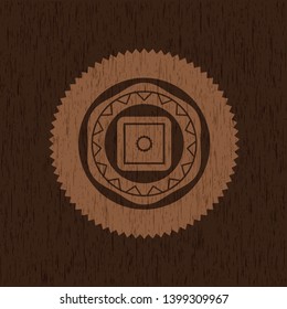 bank safe icon inside retro wooden emblem