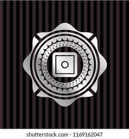 bank safe icon inside silver badge or emblem