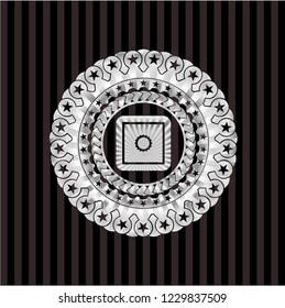 bank safe icon inside silver badge or emblem