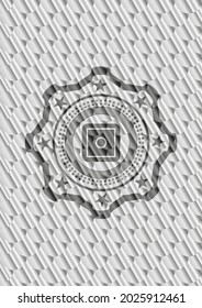 icono de caja fuerte de banco dentro del emblema o placa de color plata. Patrón de escalas. Ilustración vectorial. Detallado. 