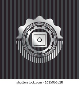 bank safe icon inside silvery badge or emblem