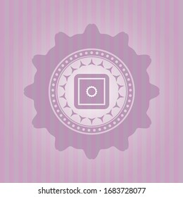 bank safe icon inside vintage pink emblem