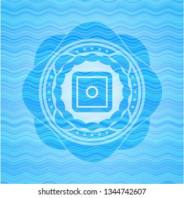 bank safe icon inside water wave emblem background.