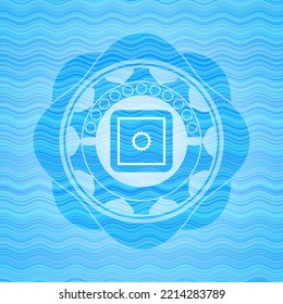 Bank Safe Icon Inside Water Wave Representation Style Emblem. 