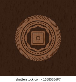 bank safe icon inside wooden signboards
