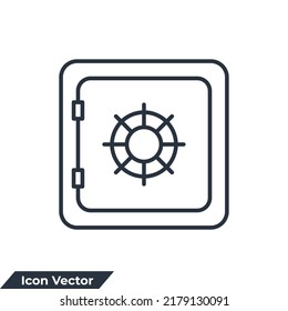 bank safe icon logo vector illustration. security metal safes symbol template for graphic and web design collection