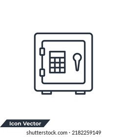 ilustración vectorial del logotipo de icono de banco seguro. Plantilla de símbolos Money safe y Locker para la colección de diseño gráfico y web