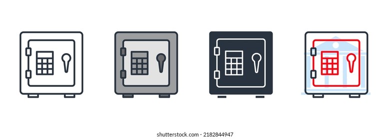 bank safe icon logo vector illustration. Money safe and Locker symbol template for graphic and web design collection