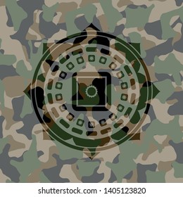bank safe icon on camouflage texture