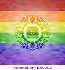 bank safe icon on mosaic background with the colors of the LGBT flag