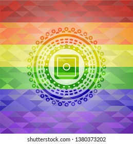 bank safe icon on mosaic background with the colors of the LGBT flag