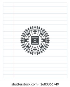 bank safe icon with pencil strokes. Vector Illustration. Detailed.