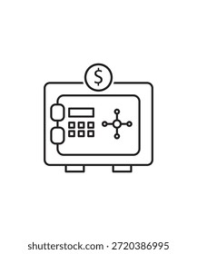 Icono de caja fuerte del banco, el mejor ícono de línea del Vector.