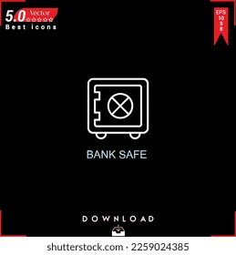 BANK SAFE icon vector on black background. Simple, isolated, flat icons, icons, apps, logos, website design or mobile apps for business marketing management,
UI UX design Editable stroke. EPS10