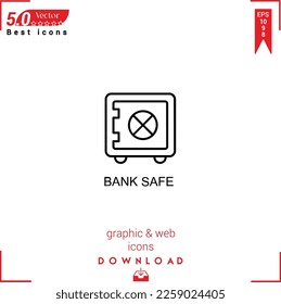 BANK SAFE icon vector on white background. Simple, isolated, flat icons, icons, apps, logos, website design or mobile apps for business marketing management,
UI UX design Editable stroke.EPS10