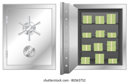 Bank safe isolated on white background. Vector illustration.