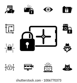 Bank safe lock icon. Set of cybersecurity icons. Signs, outline symbols collection, simple icons for websites, web design, mobile app, info graphics on white background