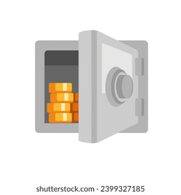 Dinero seguro bancario Ilustración de dibujos animados de vector plano sobre fondo blanco