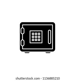 Bank safe vector icon. linear style closed safe isolated. Security single isolated modern vector line design icon safe vault. Bank line icon outline vector sign linear style pictogram. Editable stroke