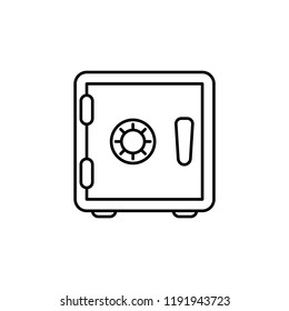 Bank safe vector icon. linear style closed safe isolated. Security single isolated modern vector line design icon safe vault. Bank line icon outline vector sign linear style pictogram. Editable stroke