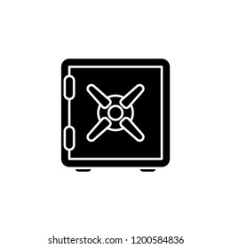 Bank safe vector icon. linear style closed safe isolated. Security single isolated modern vector line design icon safe vault. Bank line icon outline vector sign linear style pictogram. Editable stroke