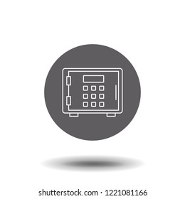 Bank safe vector icon. linear style closed safe isolated. Security single isolated modern vector line design icon safe vault. Bank line icon outline vector sign linear style pictogram.