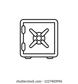 Bank safe vector icon. linear style closed safe isolated. Security single isolated modern vector line design icon safe vault. Bank line icon outline vector sign linear style pictogram. Editable stroke