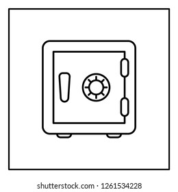 Bank safe vector icon. linear style closed safe isolated. Security single isolated modern vector line design icon safe vault. Bank line icon outline vector sign linear style pictogram. Editable stroke
