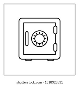 Bank safe vector icon. linear style closed safe isolated. Security single isolated modern vector line design icon safe vault. Bank line icon outline vector sign linear style pictogram. Editable stroke