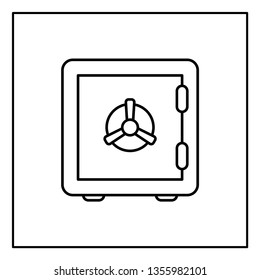 Bank safe vector icon. linear style closed safe isolated. Security single isolated modern vector line design icon safe vault. Bank line icon outline vector sign linear style pictogram. Editable stroke