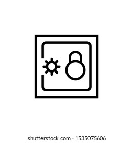 Bank safe vector icon. linear style closed safe isolated. Security single isolated modern vector line design icon safe vault. Bank line icon outline vector sign linear style pictogram. Editable stroke