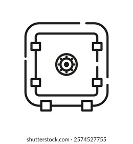 Bank safe vector icon. linear style closed safe isolated. Security single isolated modern vector line design icon safe vault