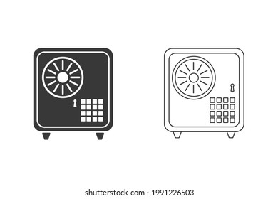 Bank safe vector icon set. linear style closed safe isolated. Security single isolated modern vector line design icon safe vault. Bank line icon outline vector sign linear style pictogram.