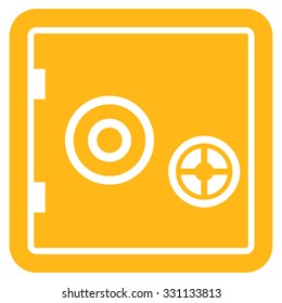 Bank Safe vector icon. Style is flat yellow symbol, rounded angles, white background.
