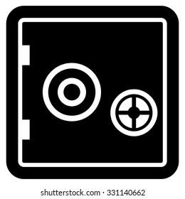 Bank Safe vector icon. Style is flat black symbol, rounded angles, white background.
