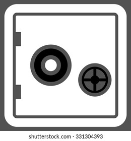 Bank Safe vector icon. Style is flat bicolor black and white symbol, rounded angles, gray background.