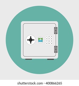 Bank Safe Vector. Icon for web and mobile application. Flat design style.
