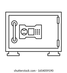 Icono de vector seguro del banco.Icono de vector de esquema aislado en caja fuerte de fondo blanco.