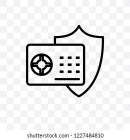 bank safe vector linear icon isolated on transparent background, bank safe transparency concept can be used for web and mobile