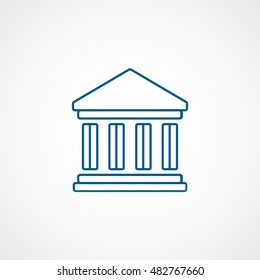 Bank School Historical Building Blue Line Icon On White Background