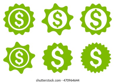 Bank Seal vector icons. Pictogram style is eco green flat icons with rounded angles on a white background.