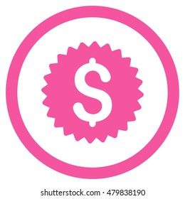 Bank Seal vector rounded icon. Image style is a flat icon symbol inside a circle, pink color, white background.